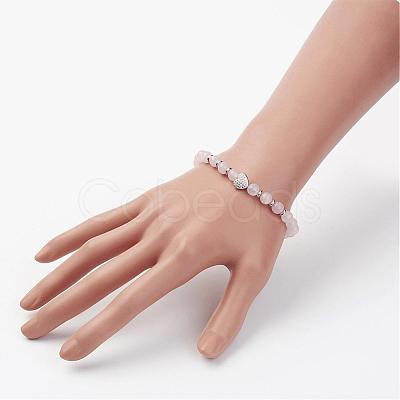 Natural Rose Quartz Stretch Bracelets BJEW-JB02818-1