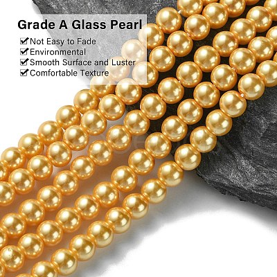 Eco-Friendly Dyed Glass Pearl Bead Strands HY-A008-6mm-RB112-1