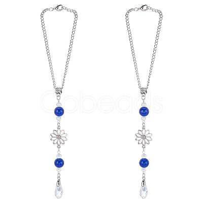 2Pcs Alloy Flower Pendant Decorations HJEW-ME0001-07B-1
