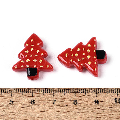 Christmas Printed Opaque Resin Beads RESI-N043-27B-1