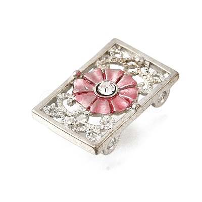 Brass Crystal Rhinestone Rectangle with Flower Multi-Strands Links KK-P306-18P-1