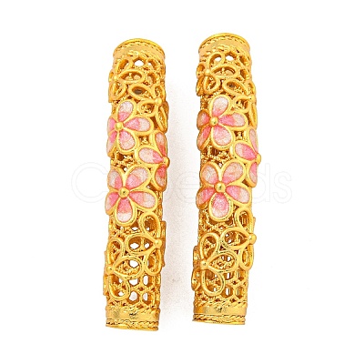 Rack Plating Brass Enamel Tube Beads KK-Z054-01G-1