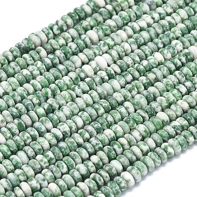 Natural Green Spot Jasper Beads Strands G-P575-A45-4x2mm-1
