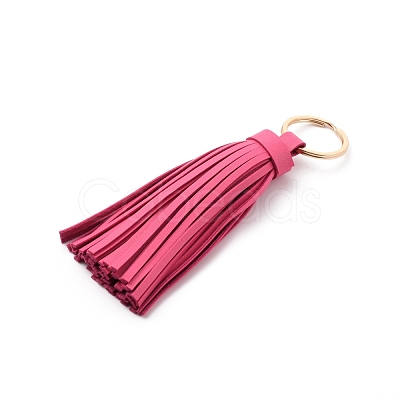 PU leather Tassel Pendants Keychains KEYC-WH0021-36B-1