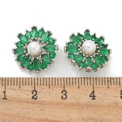 Rack Plating Brass Micro Pave Cubic Zirconia Buttons KK-K293-09P-02-1