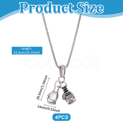 4Pcs Alloy Gloves Pendant Necklaces NJEW-UN0001-62AS-1