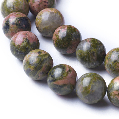 Natural Unakite Beads Strands G-K287-19-8mm-1