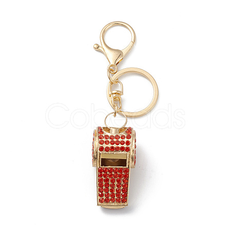 Shining Zinc Alloy Rhinestone Whistle Pendant Keychain KEYC-O014-01G-02-1