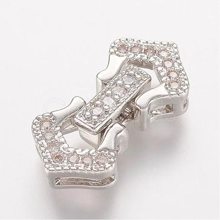 Brass Micro Pave Cubic Zirconia Fold Over Clasps ZIRC-J016-09P-1