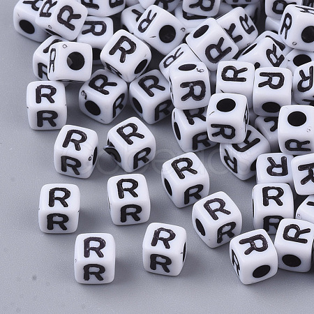 White Opaque Acrylic Beads MACR-R869-02R-1
