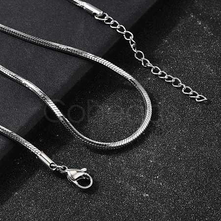 2MM 304 Stainless Steel Snake Chain Necklaces for Women Men STAS-V011-04D-P-1