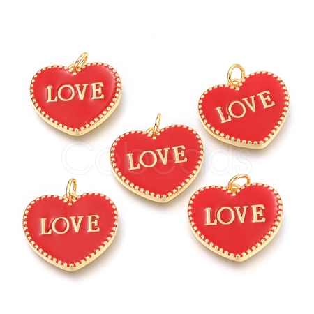 Brass Enamel Pendants KK-B027-03G-B-1
