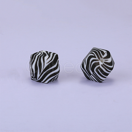 Colorful Pattern Printed Silicone Focal Beads SI-JX0022A-12-1