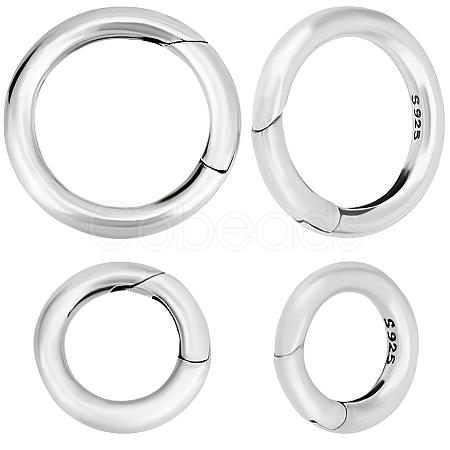 2Pcs 2 Styles 925 Sterling Silver Spring Gate Rings STER-BBC0006-46-1