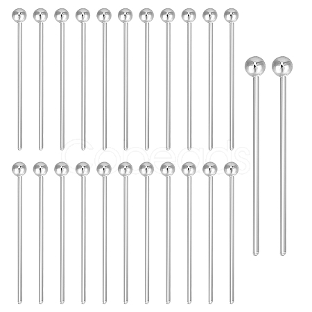50Pcs 925 Sterling Silver Ball Head Pins STER-BC0003-76A-1
