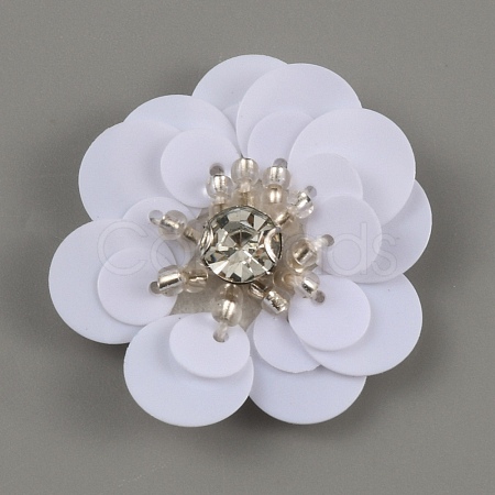 Flower Shape PVC Sequin/Paillette Beading Appliques DIY-WH0308-287D-1