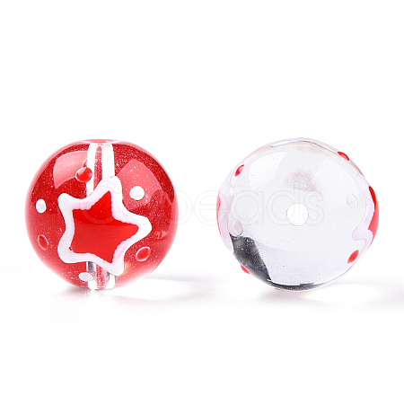 Transparent Glass with Enamel Beads LAMP-T011-21B-1