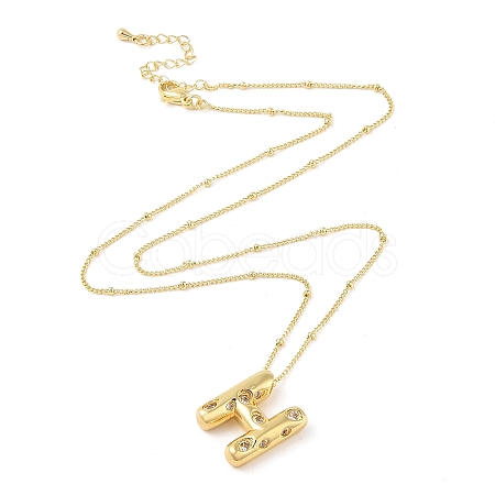 Brass Micro Pave Clear Cubic Zirconia Pendant Necklaces NJEW-Z038-01G-H-1