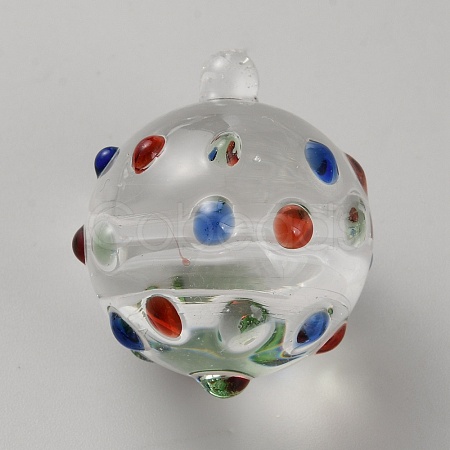 Round Glass Ceiling Fan Pull Chain Decoration GLAA-WH0039-40A-1