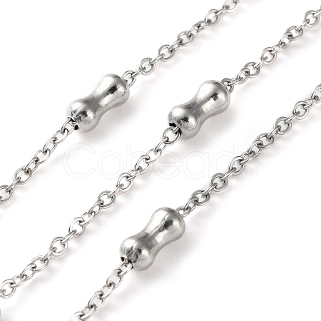 304 Stainless Steel Cable Chains with Beads CHS-F020-05P-1