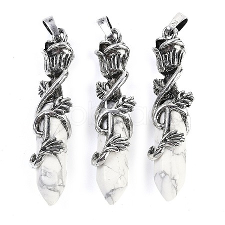 Natural Howlite Faceted Double Termimal Pointed Big Pendants G-P547-03AS-10A-1