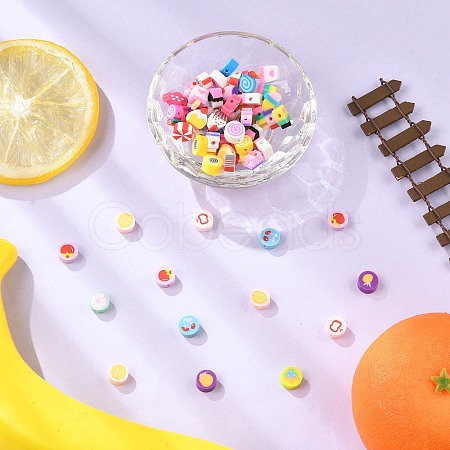 100Pcs 2 Styles Handmade Polymer Clay Beads CLAY-FP0001-11A-1