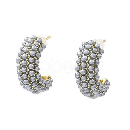 Gainsboro Plastic Pearl Beaded Stud Earrings EJEW-L270-012B-G-1-1