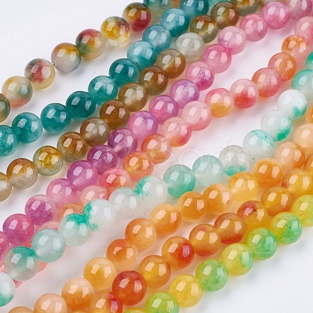 Two Tone Natural White Jade Bead Strands G-R165-10mm-M1-1