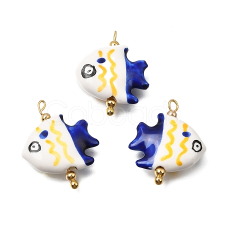 Ocean Themed Hand Painted Ceramic Porcelain Pendants PR-CBA0027-05G-03-1