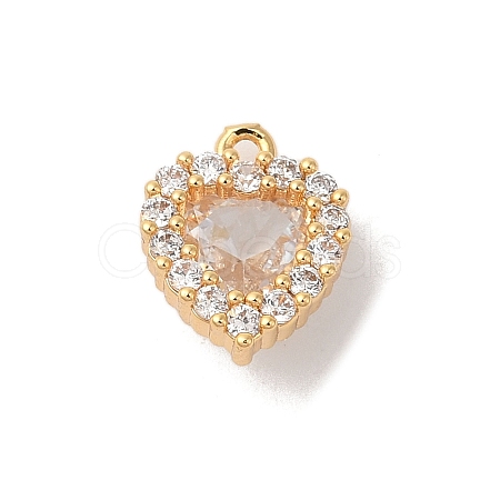 Brass Micro Pave Clear Cubic Zirconia Pendants KK-M294-11G-1