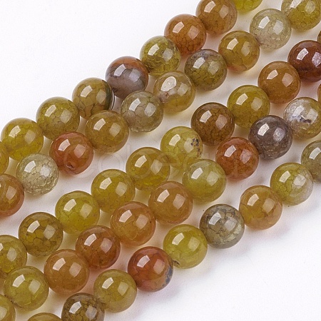 Natural Crackle Agate Stone Bead Strands G-R193-16-6mm-1
