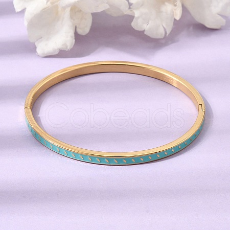 304 Stainless Steel Enamel Hinged Cuff Bangles for Women SA-CBAC920-15G-01H-1