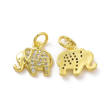 Brass Micro Pave Clear Cubic Zirconia Pendants KK-E068-VF057-1