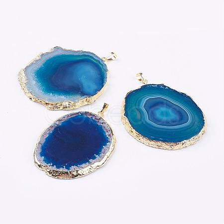 Natural Agate Big Pendants G-P305-E05-G-1