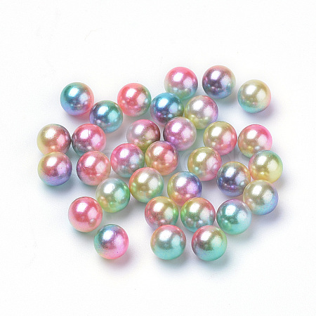 Rainbow Acrylic Imitation Pearl Beads OACR-R065-4mm-07-1