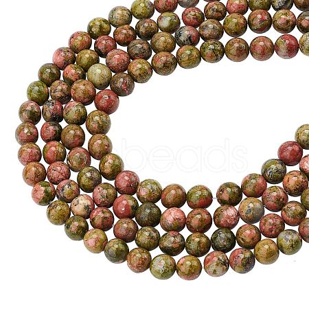 Natural Unakite Beads Strands G-AR0001-39-1