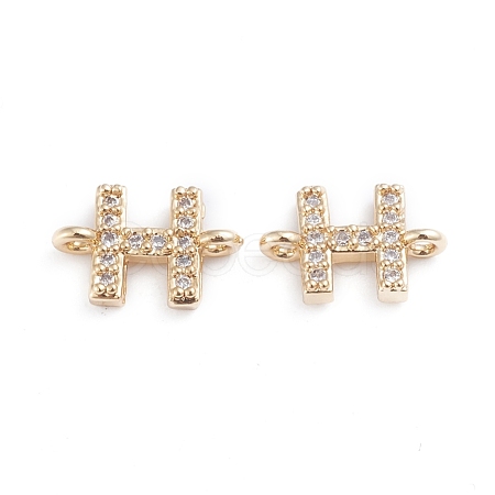 Brass Micro Pave Cubic Zirconia Letter Links X-ZIRC-I042-16G-H-1