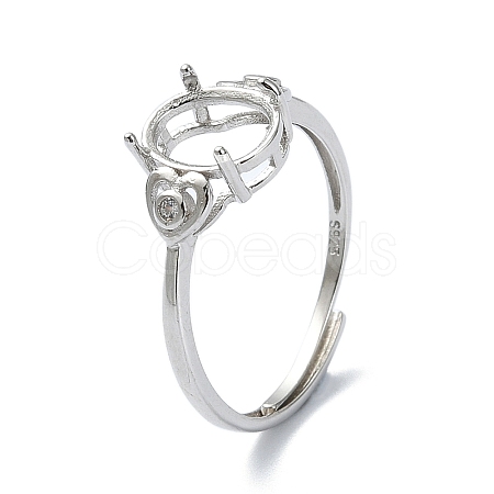 Adjustable 925 Sterling Silver 4 Prongs Ring Settings STER-K179-32P-1