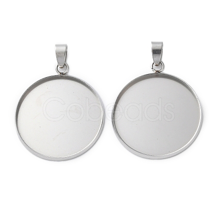 304 Stainless Steel Pendant Cabochon Settings STAS-L282-010P-09-1