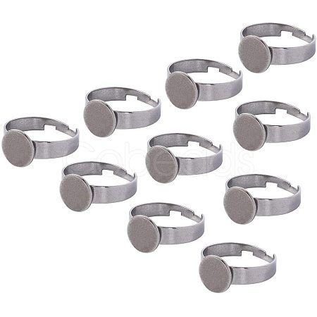Adjustable 304 Stainless Steel Finger Rings Components STAS-PH0019-20P-1