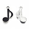 Alloy Pendants, with Enamel, Musical Note, Platinum, Black, 20x12x2mm, Hole: 1.8mm