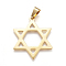 Religion Theme 304 Stainless Steel Pendants, Large Hole Pendants, for Jewish, Star of David, Golden, 38x30x1mm, Hole: 9mm