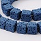 Synthetic Lava Rock Bead Strands, Cube, Dyed, Blue, 8x8x8mm, Hole: 2mm, about 45pcs/strand, 16 inch