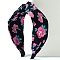 Flower Print Cloth Headband, Ruched Headband Wide Pleated Hairband, Simple Lady Hair Accessories, Black, 170x145x60mm