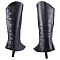 Imitation Leather Boot Cover, Leg Guards, with Alloy Finding, Renaissance Medieval Viking Costume Accessories, Black, 470x175~232.5x12mm, 2pcs/set