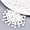 2-Hole Glass Seed Beads, Opaque Frosted Colours Rainbow, Rectangle, White, 5x4.5~5.5x2~2.5mm, Hole: 0.5~0.8mm, about 1180pcs/bag