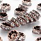 Brass Rhinestone Spacer Beads, Grade AAA, Straight Flange, Red Copper Metal Color, Rondelle, Crystal, Nickel Free, 10x4mm, Hole: 2mm