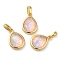 Rack Plating Brass with Synthetic Opal Pendants, Teardrop, Pink, 15.5x10.5x5mm, Hole: 5mm