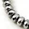 Non-magnetic Synthetic Hematite Beads Strands, Rondelle, Silver Plated, 8x5mm, Hole: 1mm, about 76pcs/strand, 16 inch