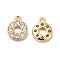 Plating Brass Micro Pave Cubic Zirconia Pendant, Round, Real 18K Gold Plated, 10x8x1.7mm, Hole: 1.2mm